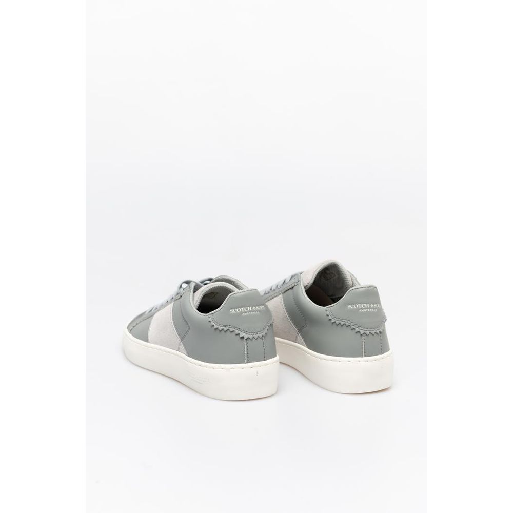 Scotch & Soda Gray Cowhide Low Top Sneakers