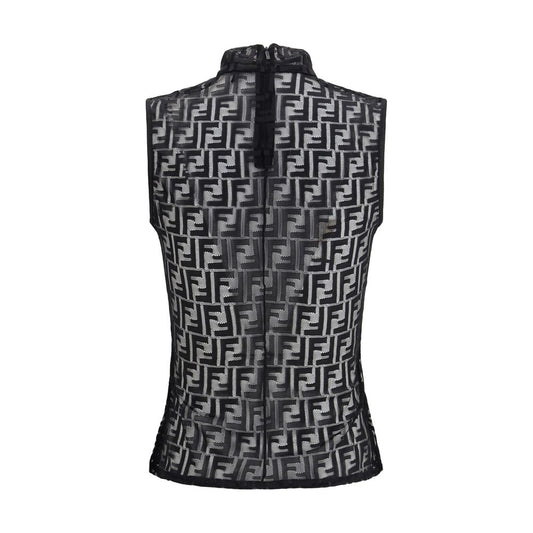 Fendi Black Polyamide Sleeveles T-Shirt