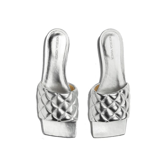 Bottega Veneta Silver Calfskin Flat Sandals