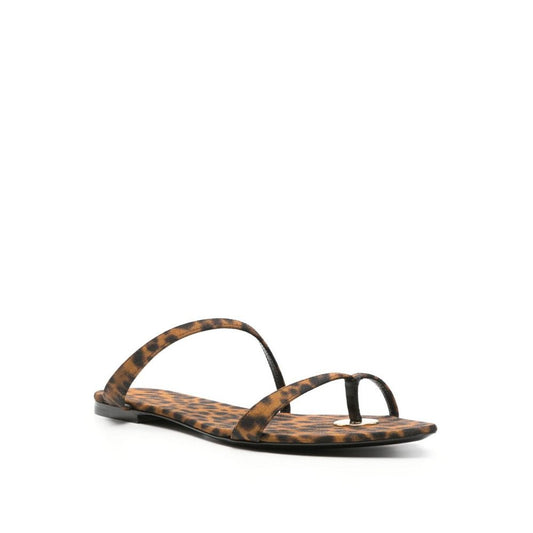 Saint Laurent Brown Fabric Flat Sandals