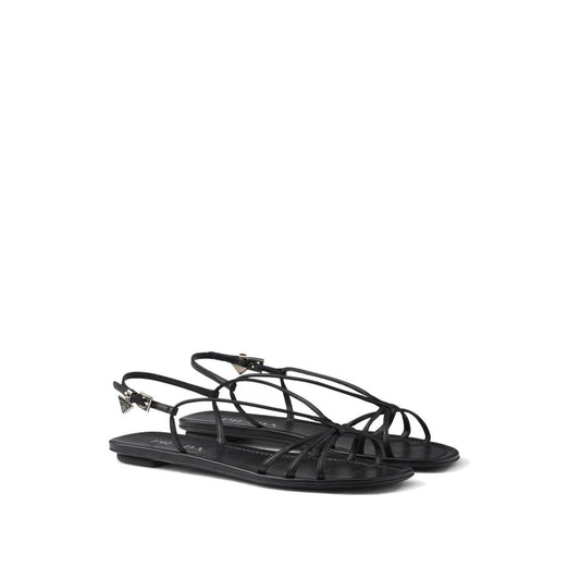 Prada Black Calfskin Strap-On Sandals