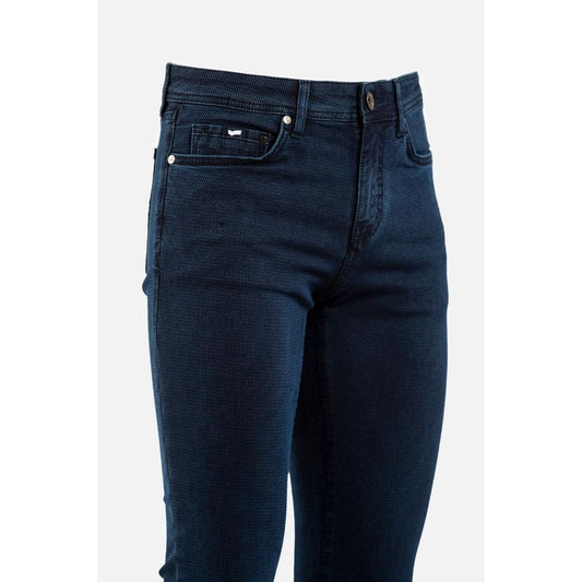 Gas Blue Cotton Slim Fit Jeans