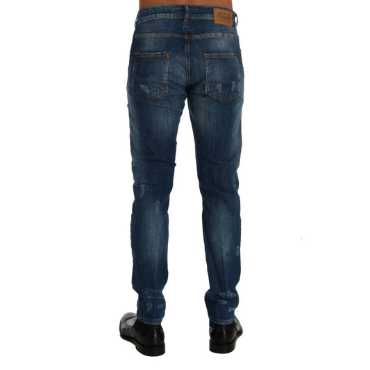 Frankie Morello Blue Cotton Slim Fit Jeans