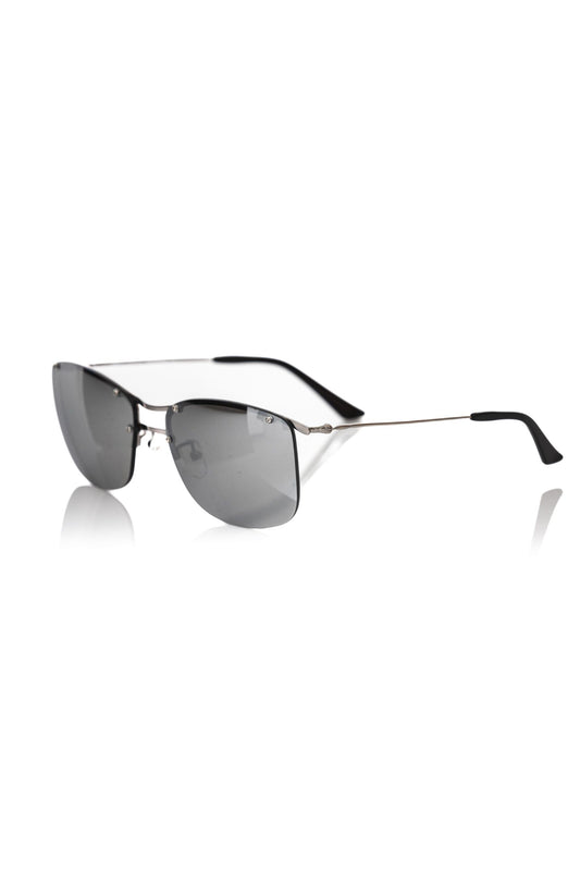 Frankie Morello Silver Metallic Fibre Men Sunglass
