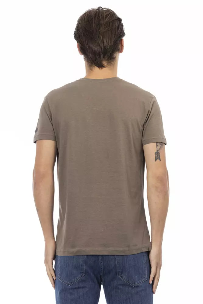 Trussardi Action Brown Cotton Men's V-Neck T-Shirt