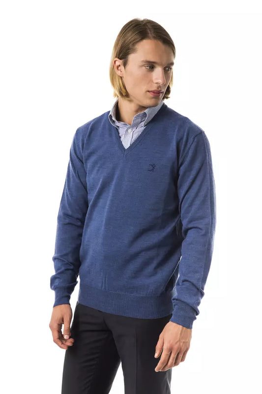 Uominitaliani Blue Merino Wool Men's Sweater