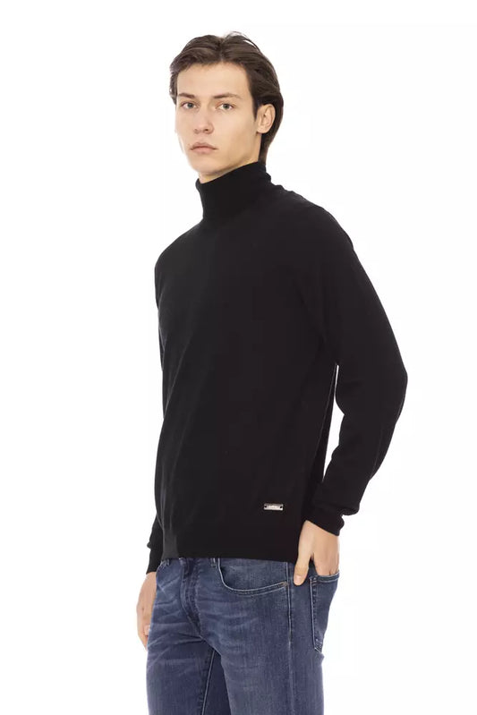 Baldinini Trend Black Fabric Men Sweater Turtleneck