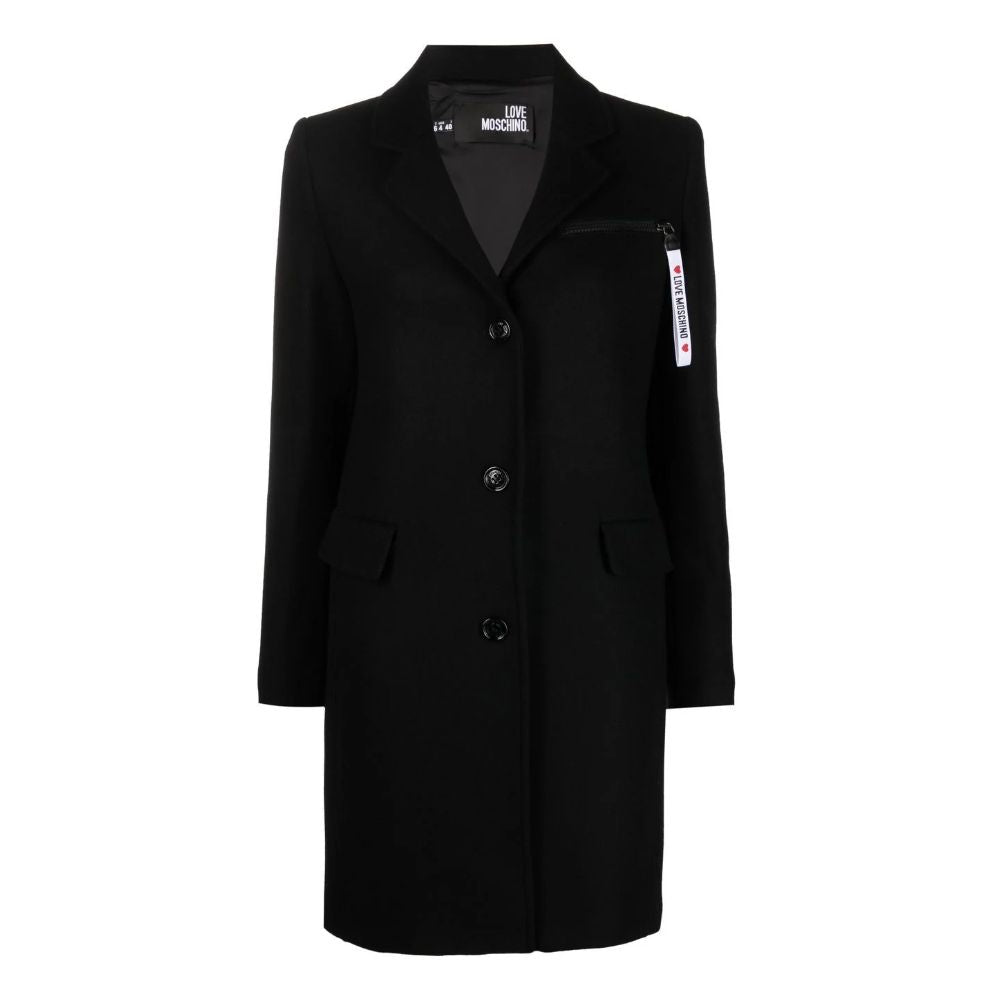 Love Moschino Schwarzer Wollmantel für Frauen