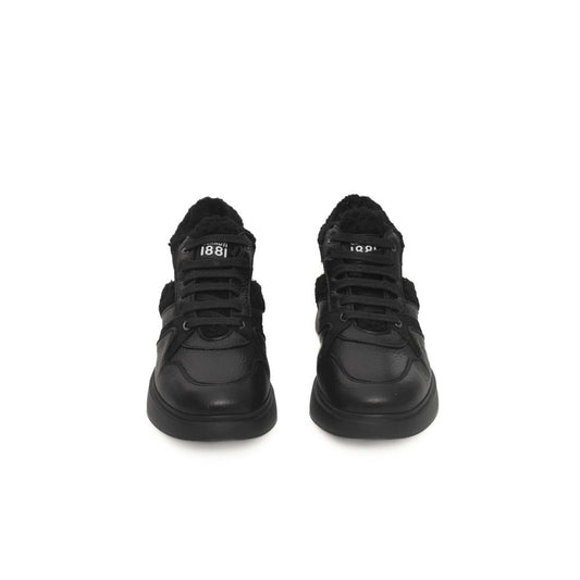 Cerruti 1881 Black Cowhide Women Platform Sneaker