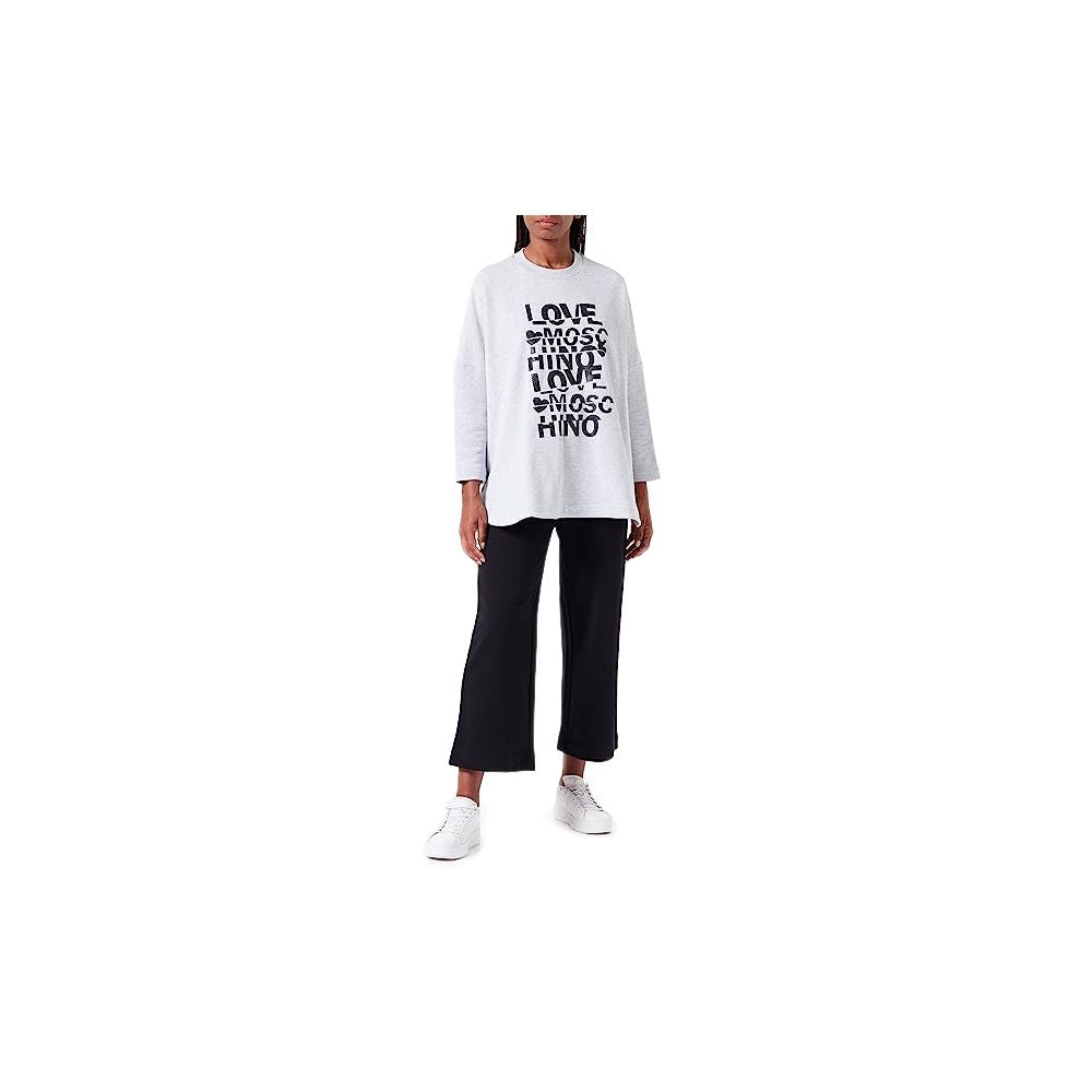 Love Moschino Graues Baumwoll-Sweatshirt in Übergröße für Frauen
