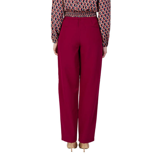 Vila Clothes Bordeaux Polyester Casual Pants