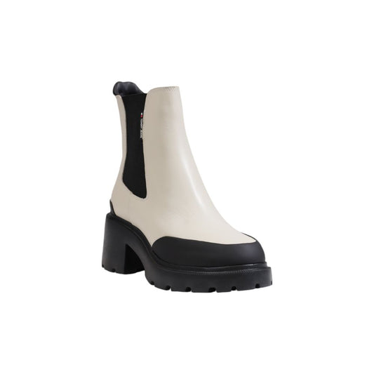 Tommy Hilfiger Jeans Beigefarbene Leder-Ankle-Boots