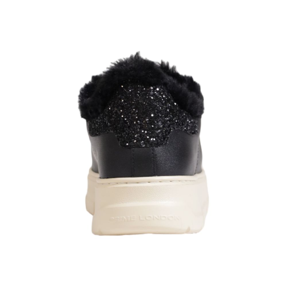 Crime London Black Leather Chunky Sneakers