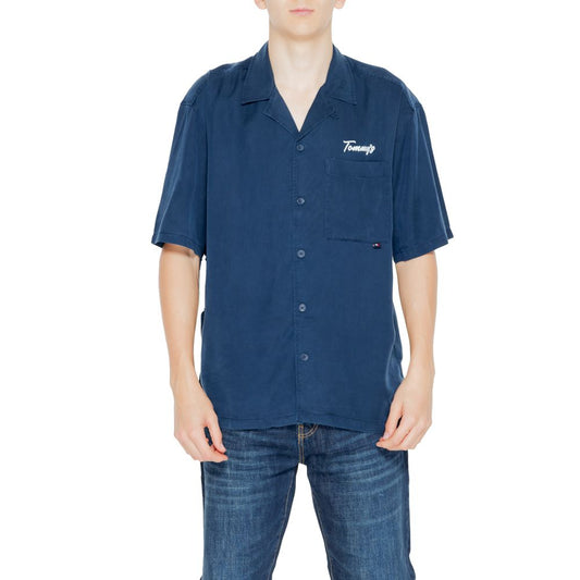 Tommy Hilfiger Jeans Himmelblaues Kurzarmhemd aus Lyocell