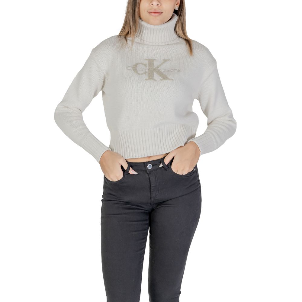 Calvin Klein Jeans Cremefarbener Baumwollpullover
