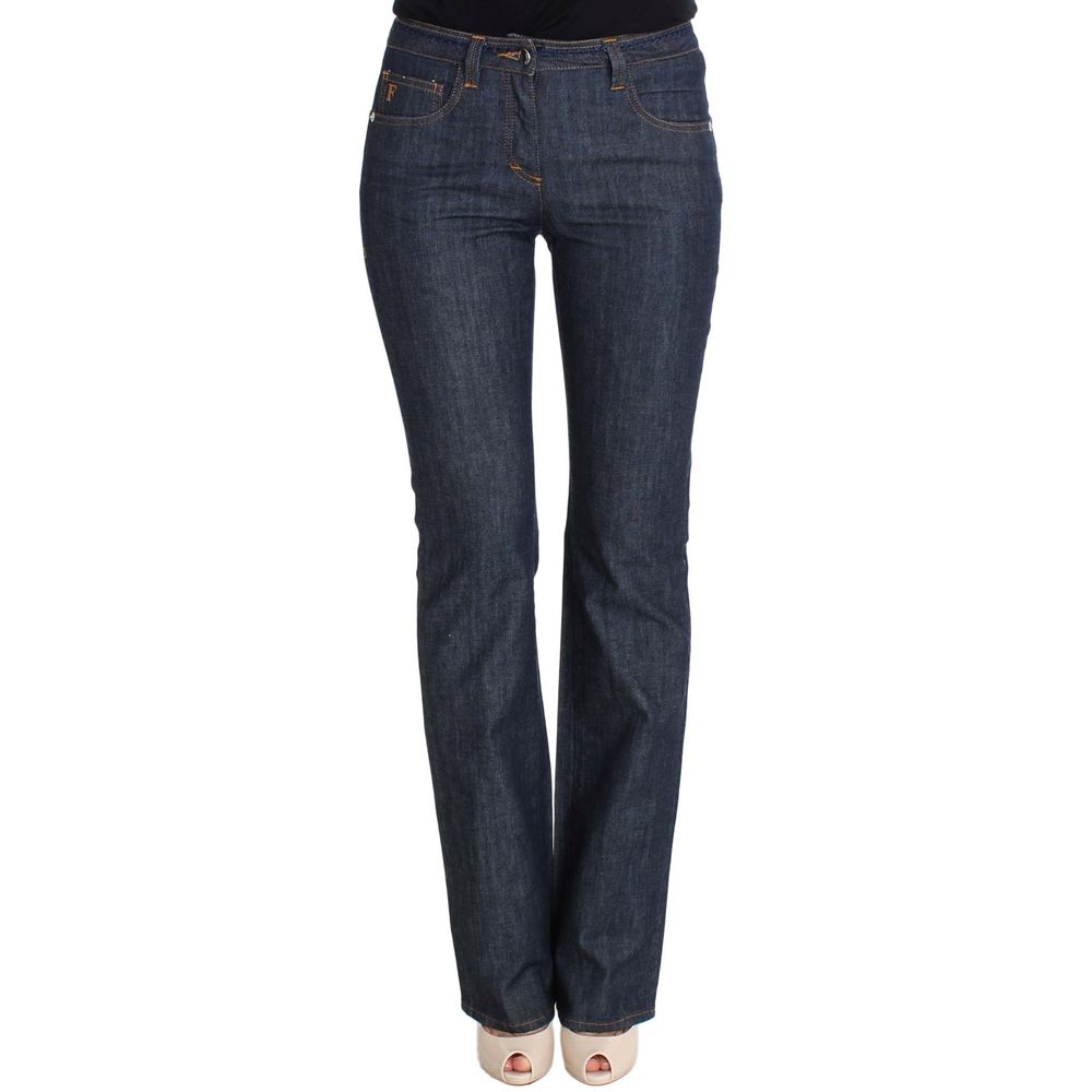 Ferre Blue Cotton Bootcut Jeans