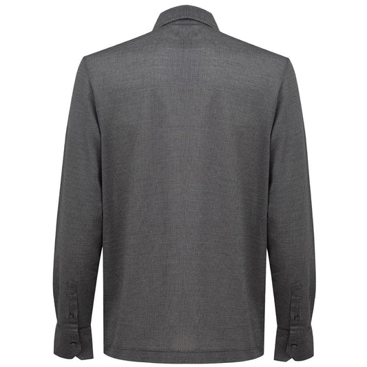 Canali Gray Cotton Pattern Shirt
