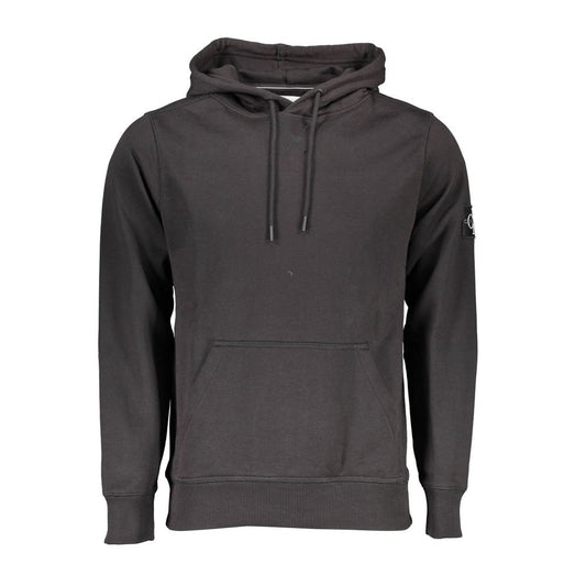 Calvin Klein Schwarzer Baumwollpullover für Männer mit zentraler Tasche und Kapuze