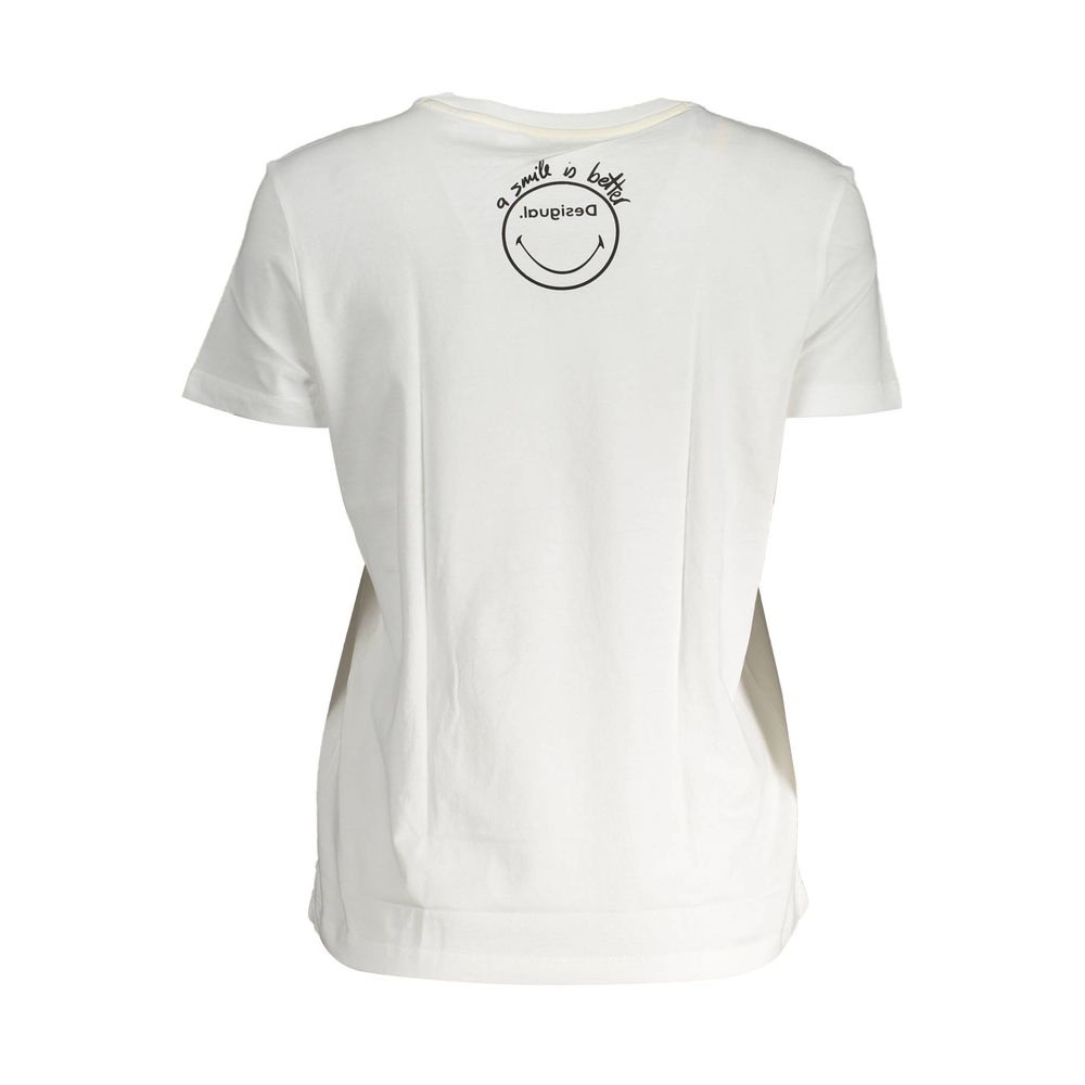 Desigual Weißes T-Shirt aus Baumwolle für Frauen