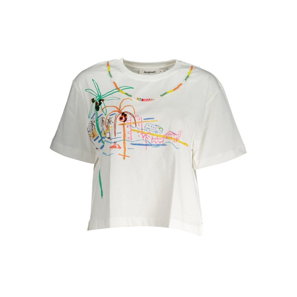 Desigual Weißes T-Shirt aus Baumwolle für Frauen