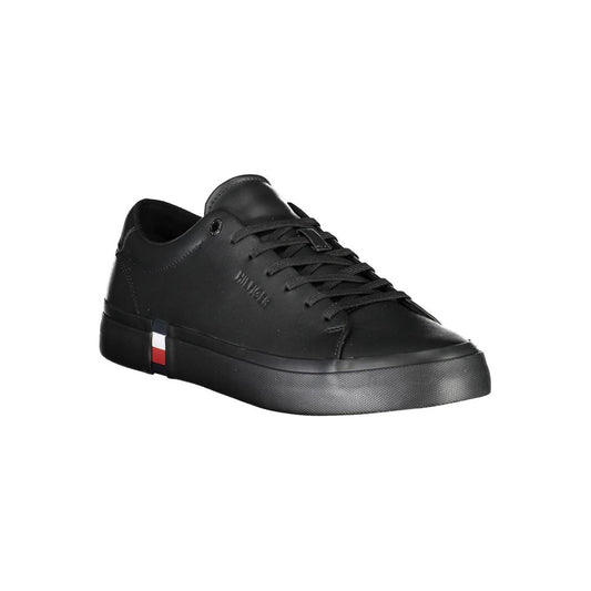 Tommy Hilfiger Black Leather Men's Sneaker