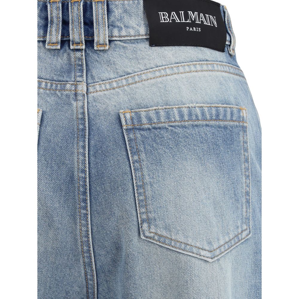 Balmain Blue Cotton Flared Jeans