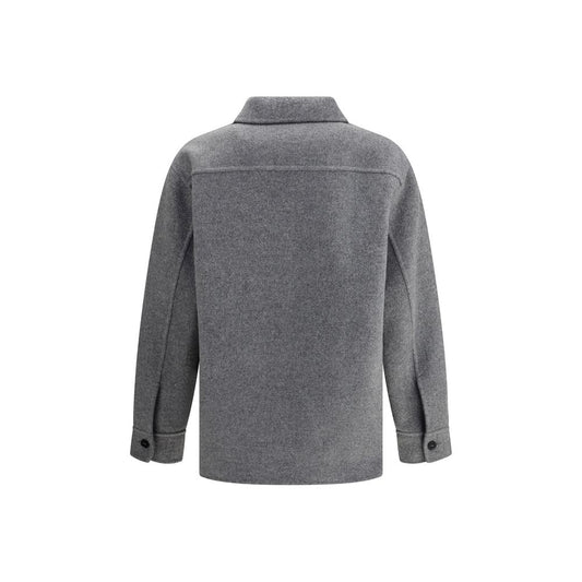 Jil Sander Gray Fleece Wool Coat