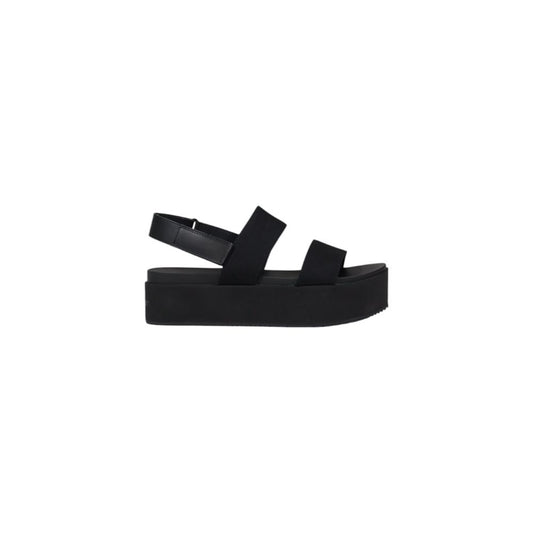 Calvin Klein Jeans Schwarze Bio-Baumwoll-Plateau-Sandalen