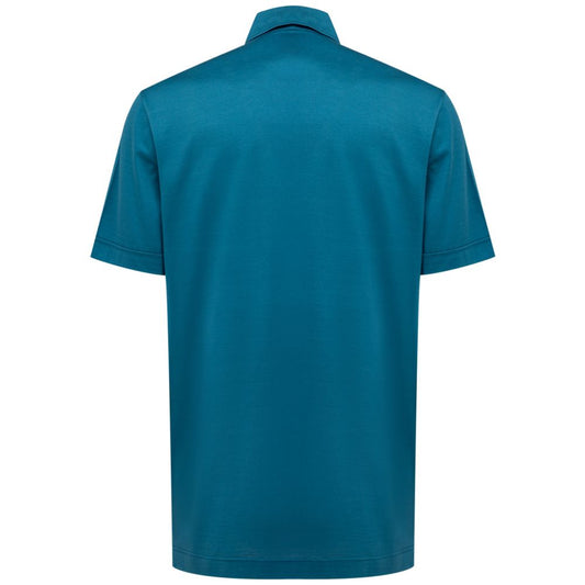 Canali Blue Cotton Shortsleeve Shirt