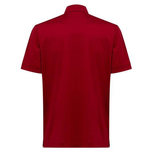 Canali Red Cotton Shortsleeve Shirt