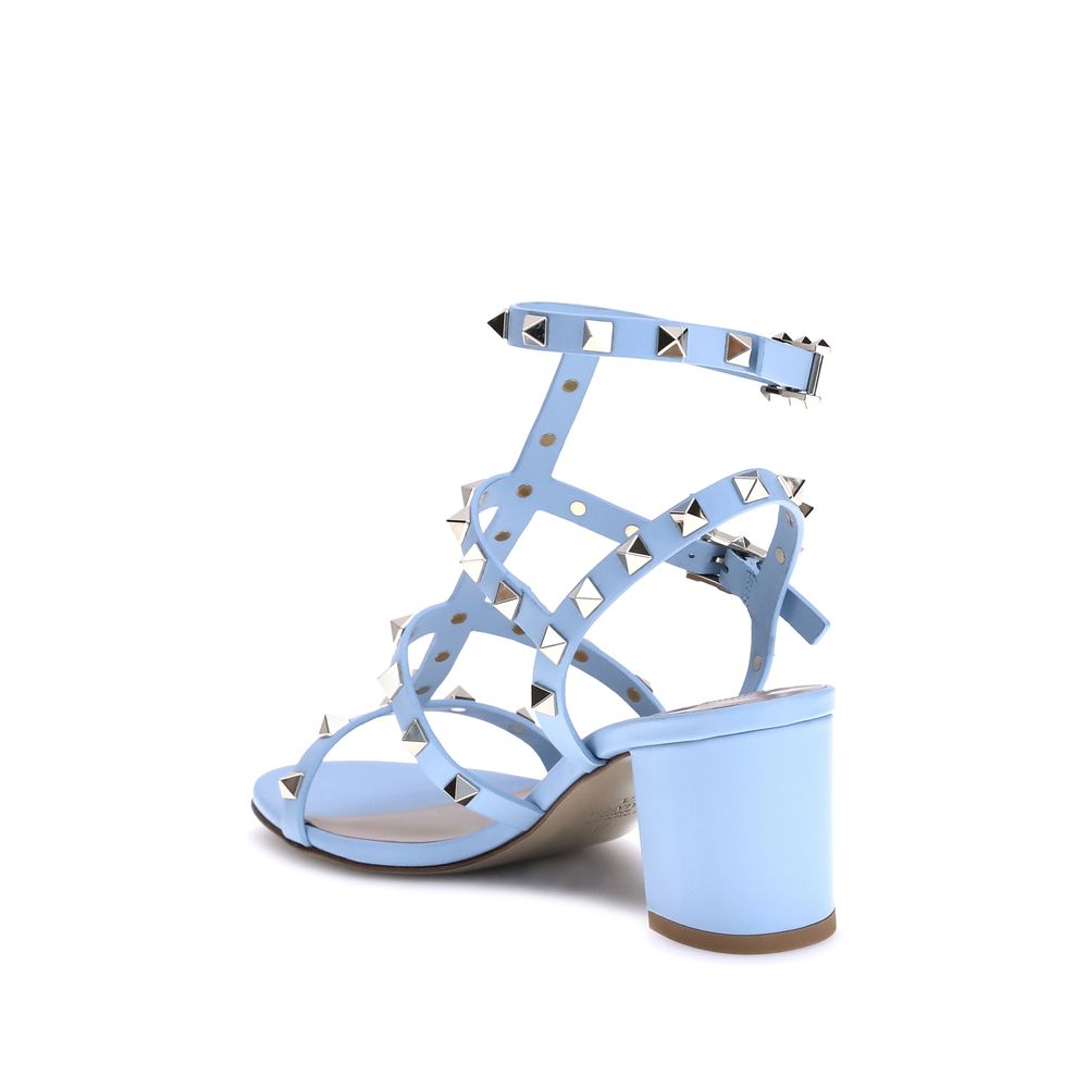 Valentino Garavani Light Blue Calf Leather Bos Taurus Strap-On Sandals