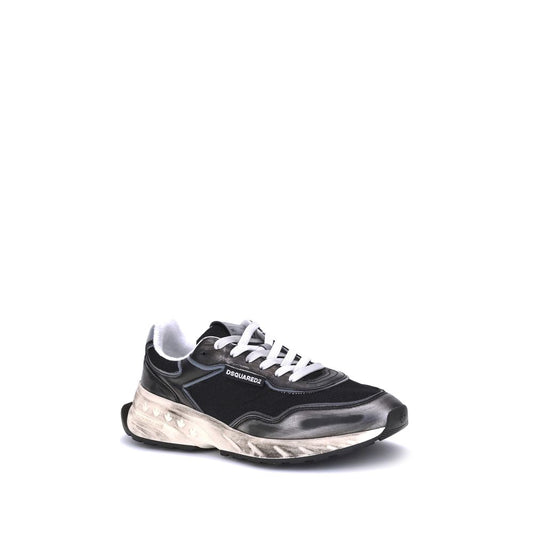 Dsquared² Black Calf Leather Bos Taurus Athletic Sneakers
