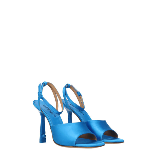 Off-White Blaue Satin-Stilettosandalen