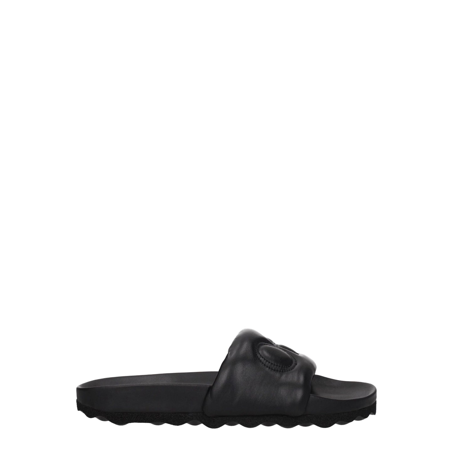 Off-White Schwarze Lederpantoffeln Sandalen