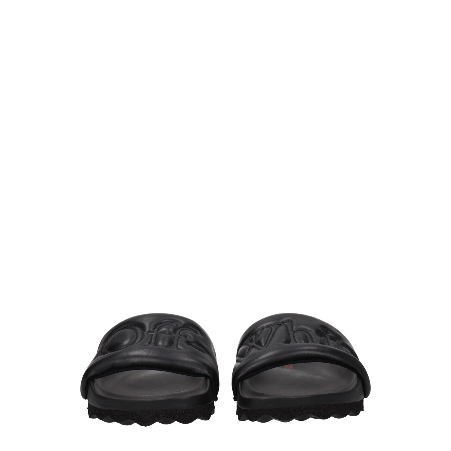 Off-White Schwarze Lederpantoffeln Sandalen