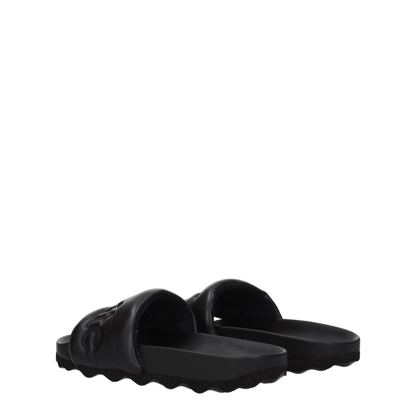Off-White Schwarze Lederpantoffeln Sandalen
