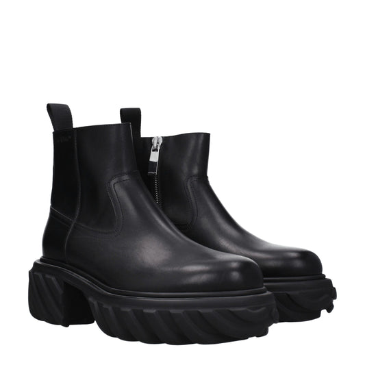 Off-White Schwarze Lederstiefeletten