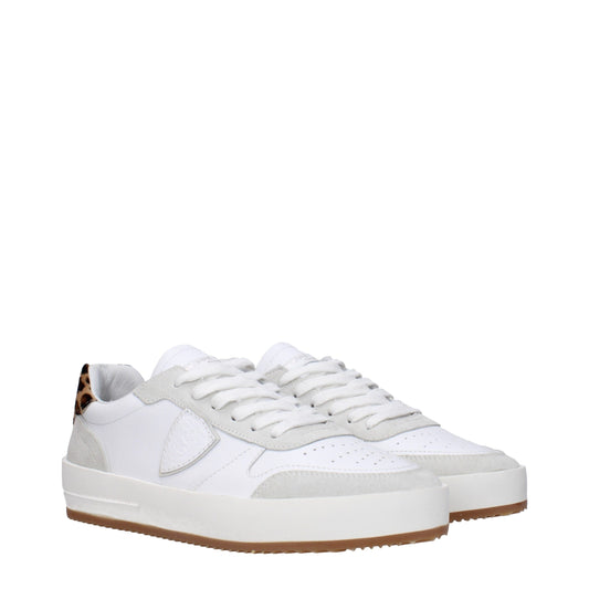 Philippe Model White Leather Low Top Sneakers