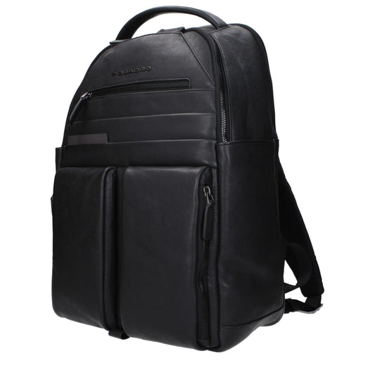 Piquadro Black Leather Backpack