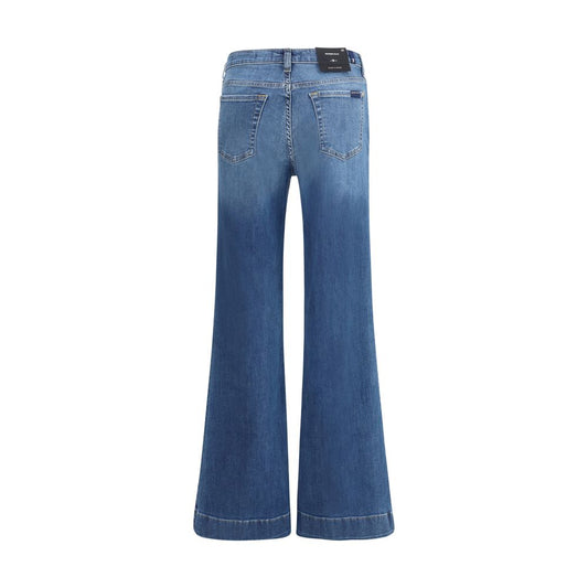 7FOR Blue Cotton Flared Jeans