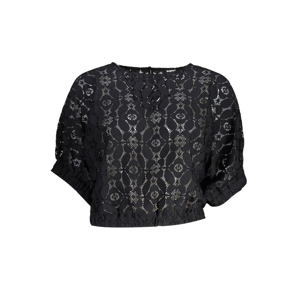 Desigual "Schwarze Polyester-Damenbluse mit kontrastierendem Gummibund"