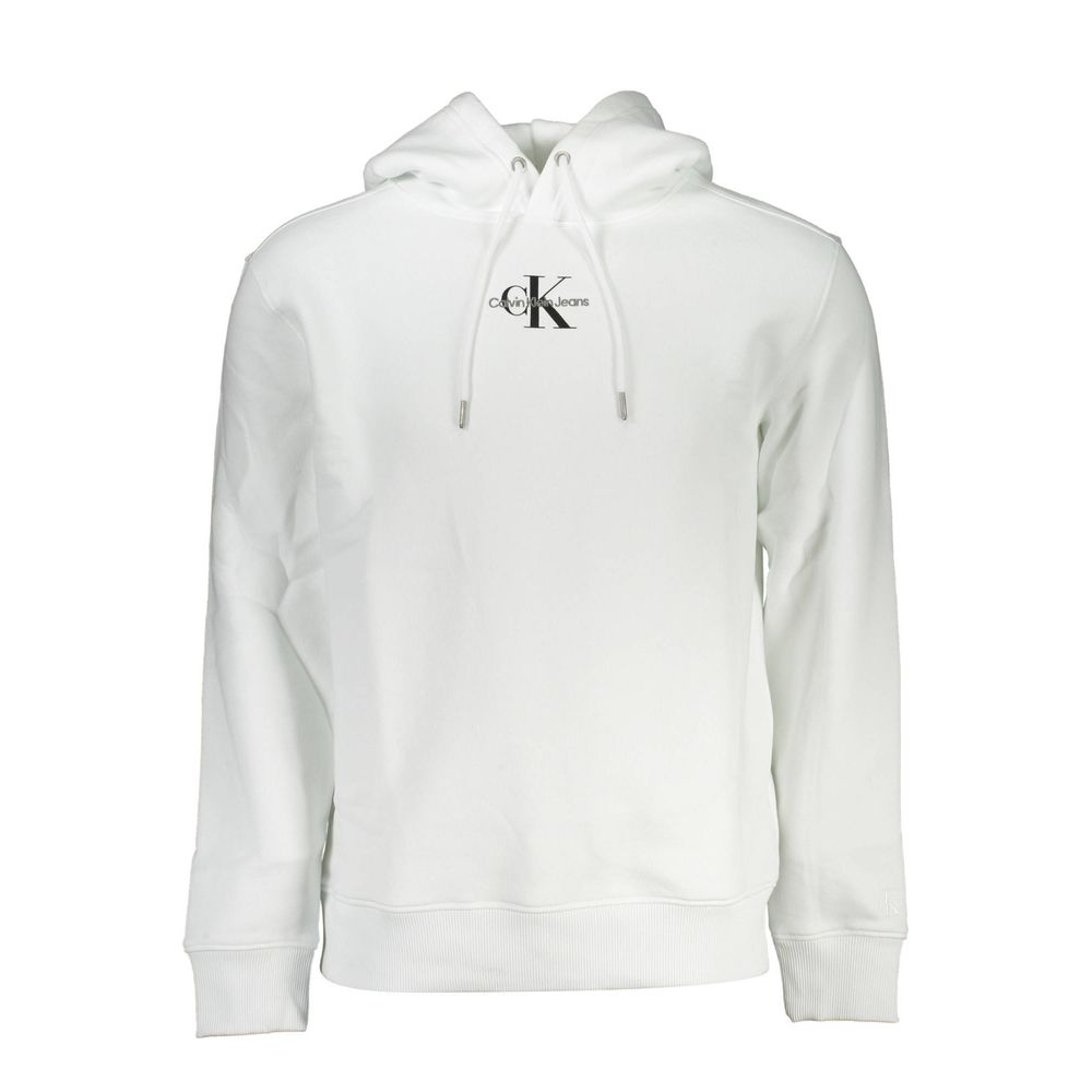 Calvin Klein Weißer Baumwollpullover für Männer mit Kapuze