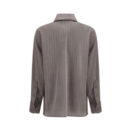 Golden Goose Brown Fleece Wool Dress Shirt