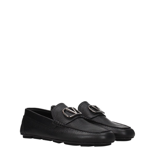 Valentino Garavani Black Leather Slip-On Loafers