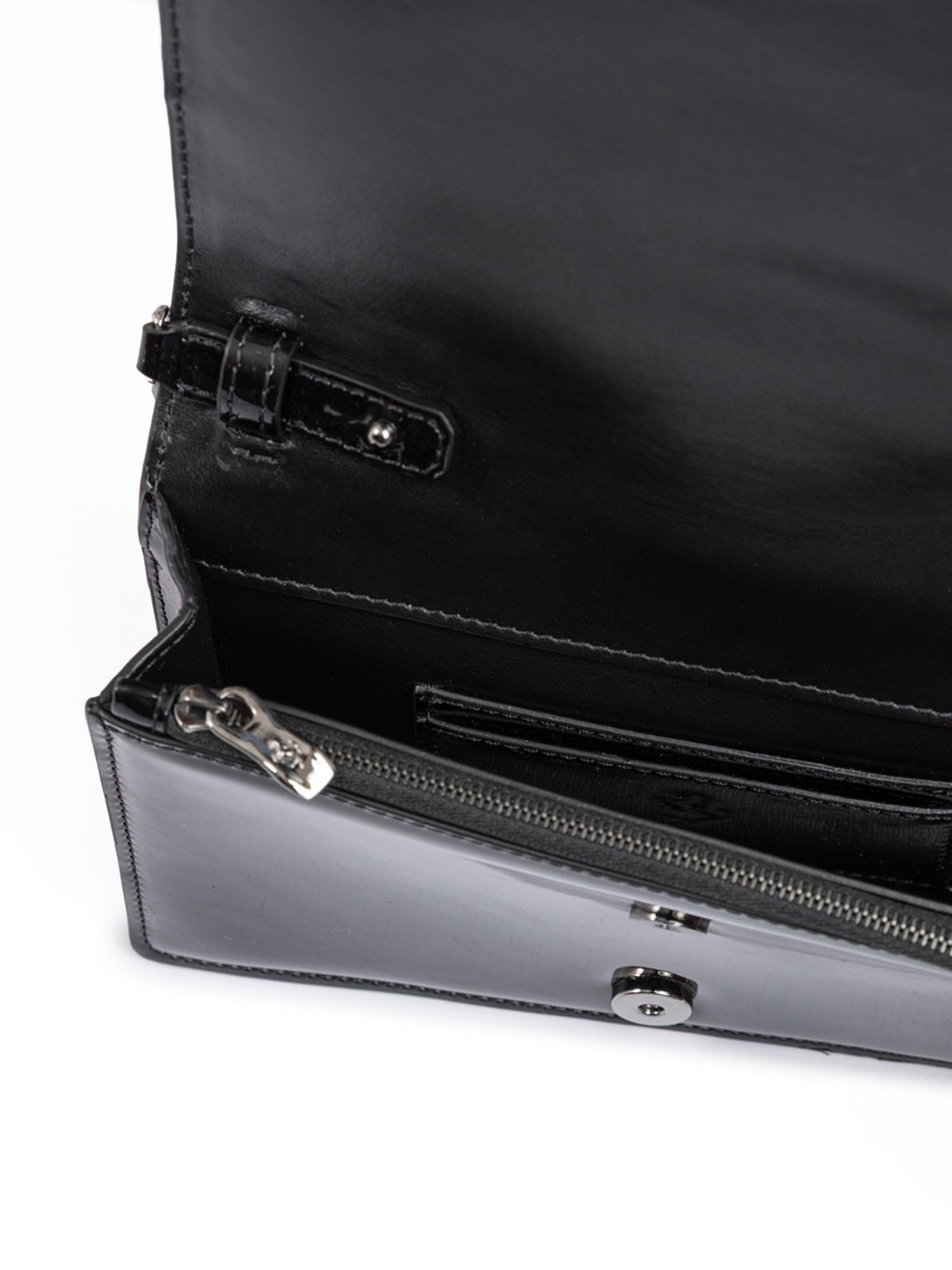 Ferrari Black GT patent leather bag with chain