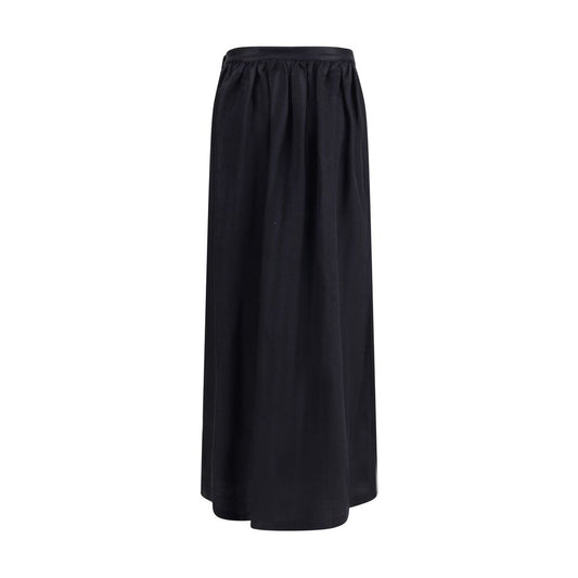 Kristina Ti Black Fleece Wool Long Skirt