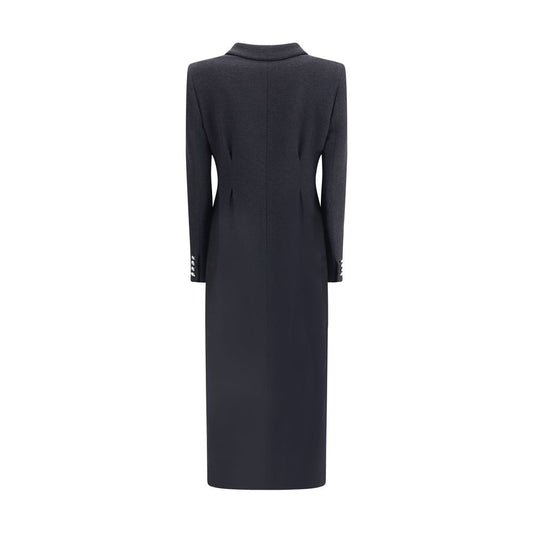 Alessandra Rich Black Fleece Wool Coat