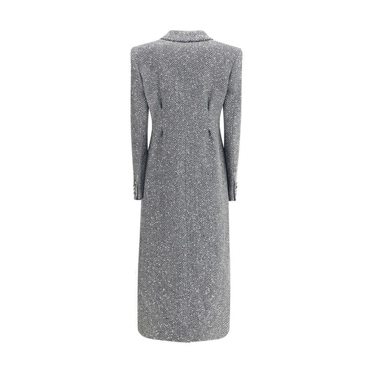 Alessandra Rich Gray Fleece Wool Coat