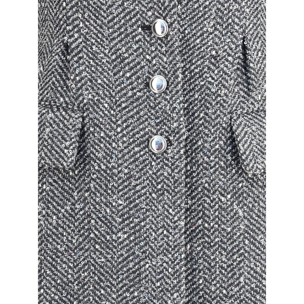 Alessandra Rich Gray Fleece Wool Coat