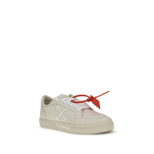 Off-White Beigefarbene Leder-Sneakers mit niedrigem Schaft